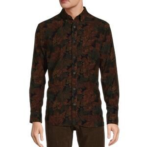Rowm Nomad Collection Long Sleeve button down Corduroy Leaf Print Shirt XLT